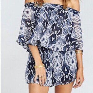 Show Me Your Mumu Rosarita Romper Rattle Rock Blue Snake Print Size Medium